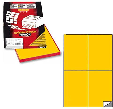 Markin Klebeetikett C/519 gelb 100 FG in A4 (4-Etiketten 105 x 148 mm)