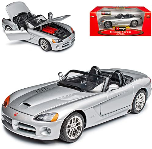 Bburago Dodge Viper SRT-10 Cabrio Silber Roadster 2. Generation 2003-2010 1/18 Modell Auto