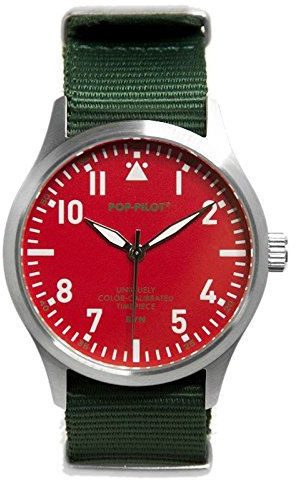 Pop-Pilot Herren Analog Quarz Uhr mit Nylon Armband P4260362632820