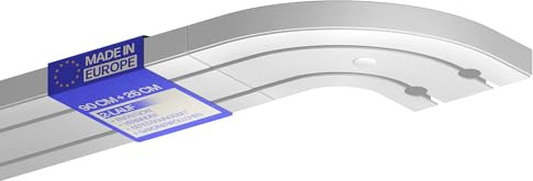 Bestlivings Gardinenschiene 90cm 2-läufig, Weiß, mit 2 Rundbögen je 13cm
