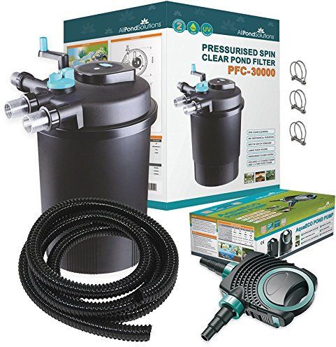 AllPondSolutions Pressurised Koi Fish Pond Filter Complete Kit with Pond Pump and UV Steriliser Light All in one - Ponds Up to 30000 litres - PFC-30000-KIT