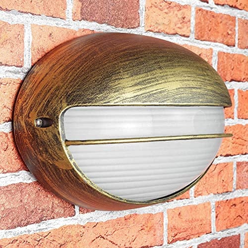 Easylight Wandlampe Außen AMSTERDAM Aluminium Glas in Gold Antik wetterfest IP44 E27 Maritime Lampe Balkon Hof