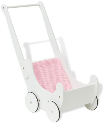 vidaXL Holz Puppenwagen mit Matratze Baby Kinder Lauflernwagen Holzpuppenwagen