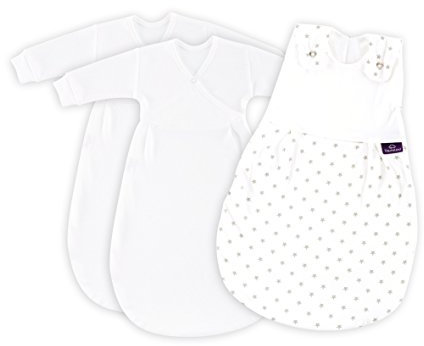 Träumeland S0101457 Babyschlafsack LIEBMICH 3 teilig Set Sternchen grau, Größe 80/86, mehrfarbig