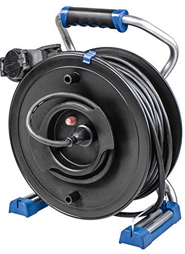 as - Schwabe Xperts Gerätekabeltrommel 40m, 3-fach Kupplung mit drehbaren Klappdeckeln, 1,5m Anschlussleitung mit Schutzkontaktstecker, 230V, 16A, max 3500W, H07RN-F 3G2,5, IP44, 23247