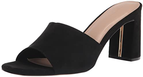 The Drop Damen Pattie Mules mit Hohem Blockabsatz, Schwarz (Microsuede Schwarz), 40 EU