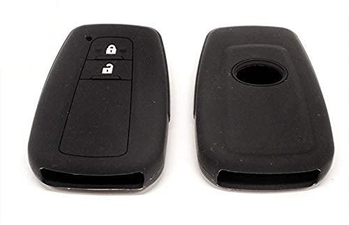 Cover Guscio Chiave Silicone 2 Tasti Portachiavi Custodia Toyota Yaris C HR C-HR Corolla Auris Morbido Protezione Telecomando Auto Keyless 7 COLORI di qualità (NERO)