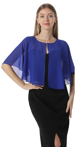 Chiffon Capelet Damen Weiche Umhänge Schals und Wraps für Abendkleid Hochzeit Cape Cover Up, Königsblau, Einheitsgröße