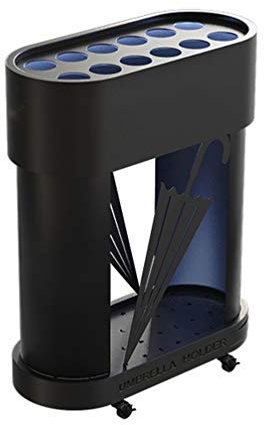 Schirmständer AGYH Black Gold Gewerbe 12-Loch, Großraum-Metall-Regenschirm-Halter for Hotel Bank VIP-Clubs, Mit 4 Universal-Rollen, Leicht Zu Bewegen Und Reinigen (Color : Black)