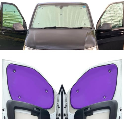 Fensterrollo-Set Kombatibel Mit Dacia Dokker (2015-Date)(Komplettes Set + Scheunentor) Rückseite einfärben Lila, Reversibel und Thermisch