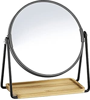 Zeller Present Miroir cosmétique Ø 17,5 x 20,5 cm en métal/bambou noir