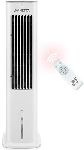 NETTA Air Cooler with Remote Control, LED Display, 3 Fan Speed Oscillation Function, 7 Hour Timer 2 Ice Packs, 55W