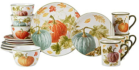 Certified International Harvest Autumn Havest Juego de vajilla de 16 piezas, servicio para 4, multicolor
