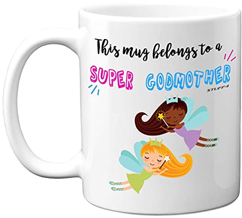 Stuff4 Super Godmother Mug, Godmother Gifts | 11oz Ceramic Dishwasher Safe Premium Mugs, Godparent Gifts for Christening, Presents, God Mothers