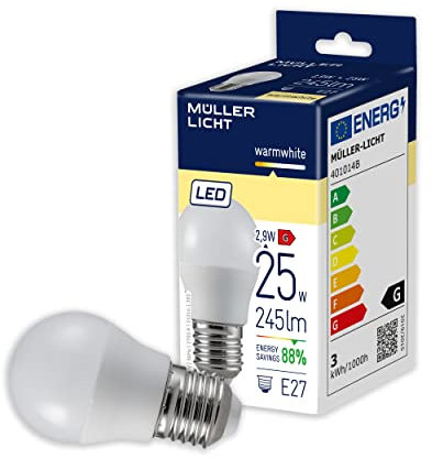 Müller-Licht Essentials LED Lampe Tropfenform E27, warmweißes Licht (2700K) für ein gemütliches Ambiente, 3W ersetzt 25W, nicht dimmbar, 25000h Lebensdauer, 401014, Klar