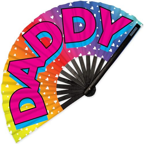 SoJourner Bags Rainbow Fan - Rave Fan und Festival Fan - Großer Faltfächer für Halloween, Raves Outfits für Frauen & Rave Zubehör - Clack Fan Handfächer