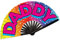 SoJourner Bags Rainbow Fan - Rave Fan und Festival Fan - Großer Faltfächer für Halloween, Raves Outfits für Frauen & Rave Zubehör - Clack Fan Handfächer