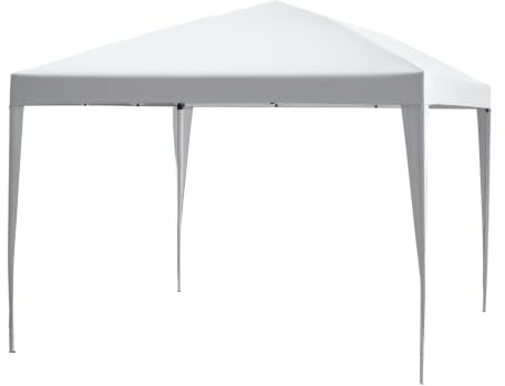 Outsunny Pavillon 2,95 x 2,95 m Pop-Up Faltpavillon Gartenpavillon faltbar Partyzelt Gartenzelt UV-Schutz Stahl+Oxford Weiß