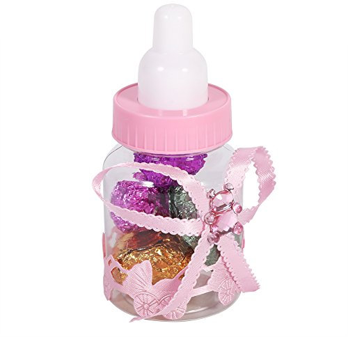 Babyflasche Pralinenschachtel 50 Stück, Pralinenschachteln Partygeschenke für Babypartys, Hochzeiten, Gastgeschenke, Geschenke, Dekorationen(Rosa)