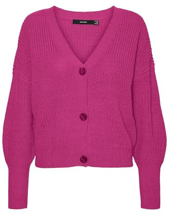 Vero Moda Femme Cardigan Vmlea Ls V-neck Cuff Cardigan Noos, Pink Yarrow, XXL