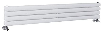 Milano Aruba White Horizontal Double Oval Panel Radiator - 236mm x 1400mm