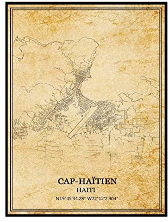 Cap-Haïtien Haiti Wandkunst, Vintage-Druck, Poster, Leinwand, Karte, Kunstwerk, Reise, Souvenir, Geschenk, Heimdekoration, ungerahmt 9x11 inches