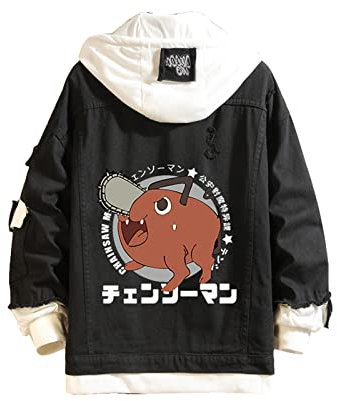 Anime Chainsaw Man Hoodie Sweatshirt Jacket Pochita Cosplay Hoodie Unisex Denim Jacket Coat for Men Women
