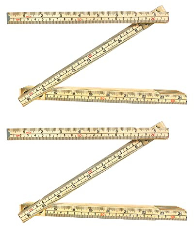 ZXFUTURE 2 Pack of Folding Wood Rule, 6 FT 6 Inch Foldable Ruler with US and Metric Measurements for Carpenters Lineman, Carpenter, Electrician, Engineers