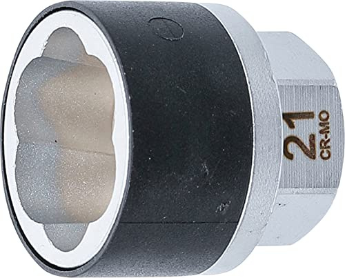 BGS 7510-21 | Spiral-Profil-Steckschlüssel-Einsatz/Schraubenausdreher | Antrieb Außensechskant 21 mm | SW 21 mm | Chrom-Molybdän-Stahl | konisch zulaufende Schneiden