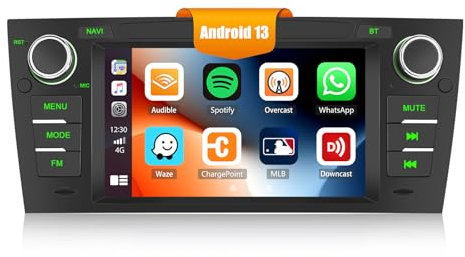 [2+64G] CAMECHO Android 13 Carplay Android Auto Double Din for BMW E90/E91/E92/E93 (2005-2011) 7 Inch Touch Screen Car Stereo with Sat Nav Mirrorlink HiFi RDS Bluetooth