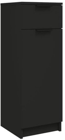 vidaXL Badschrank Midischrank Schrank Badezimmerschrank Badmöbel Badezimmermöbel Aufbewahrungsschrank Schwarz 32x34x90cm Holzwerkstoff