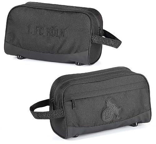 1. FC Köln Kulturbeutel - All Black - schwarz Waschtasche Wash Bag - Plus Lesezeichen I Love Köln
