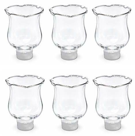Votivbecher aus klarem Glas mit Klammer, 6 Stück, Tulpenvotivkerze für Kerzenhalter, Innen-Kerzenhalter, Ersatzteile, Shabbat-Kerzenglas-Öllampe, 4E's Novelty (8,3 cm hoch)