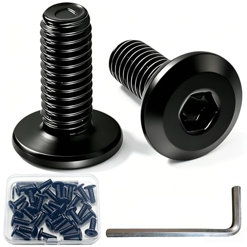 Awilzzoe Lot de 30 vis à tête plate hexagonale M6 x 15 mm - Surface en acier inoxydable 304 plaqué zinc noir - Filetage complet - Pour meubles, bureaux, garages - Avec clé hexagonale