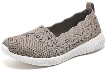 Puxowe Damen Slip On Sneaker Leichte Atmungsaktiv Sportschuhe Turnschuhe Bequem Freizeitschuhe Walking Schuhe Outdoor Fitness 38(37.5) EU DeepKhaki