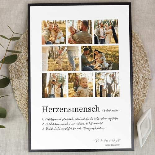 Elbeffekt Herzensmensch Geschenk Weihnachten - Personalisiertes Fotogeschenk auf Holz - Geschenk Herzensmensch, Herzensmensch Geschenk Geburtstag, Geschenk Herzensmensch Weihnachten, 8 Bilder