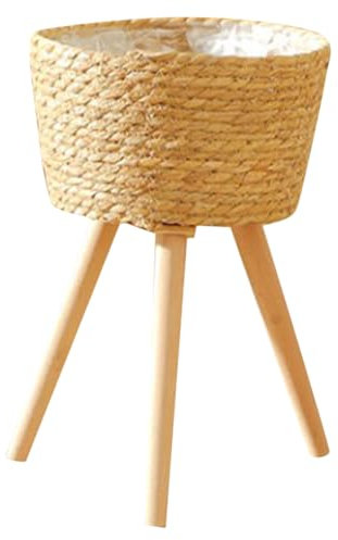 DIKACA Support De Pot De Fleurs Tissé avec Cadre en Bois pour Plantes Dintérieur