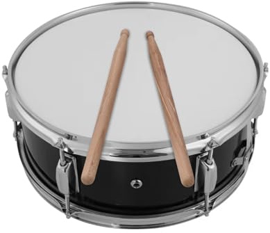 Lechnical 12inch Snare Drum Head with Drumsticks Shoulder Strap Drum Key for Student Band(Black)