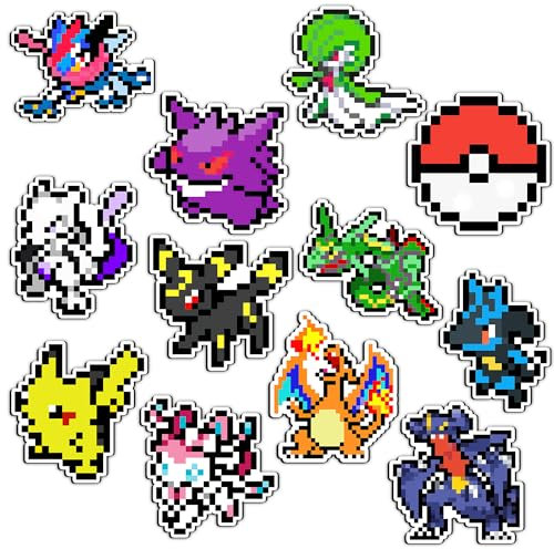 GTOTd Pixel Cartoon Fridge Magnet Kühlschrankmagnet (12 Stück) Geschenke Merch Cute Dekoration Stoßstangen Aufkleber Kühlschrank Metallmagnet Flexibel Wiederverwendbar Magnetisches Vinyl