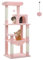PAWZ Road Cat Tree for Large Cats with Metal Frame Big Hammock, Cat Tower for Indoor Cats with 2 Door Condo House, [56.3=143cm] Multi-Level Cat Shelves with Scratching Posts and Top Perch, Light Pink