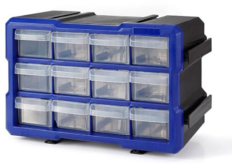 Workpro Mehrzweck-Schublade, transparent, 12 Schubladen, stapelbar