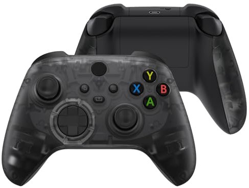 eXtremeRate Cover Joystick Custodia Copertura Frontale con Impugnatura Grip Pannello DIY Ricambio per Xbox Series X S Controller Model 1914(Trasparente Nero)