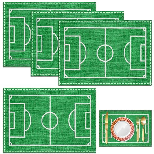 4 Stück Schreibtischunterlage Fussball FrüHstücksunterlage Schule Tischset Kinder Abwaschbar Platzset Kinder Fussball Tischset Kinder Platzdeckchen Fussball Tischdecke, Küche Tischdekorations