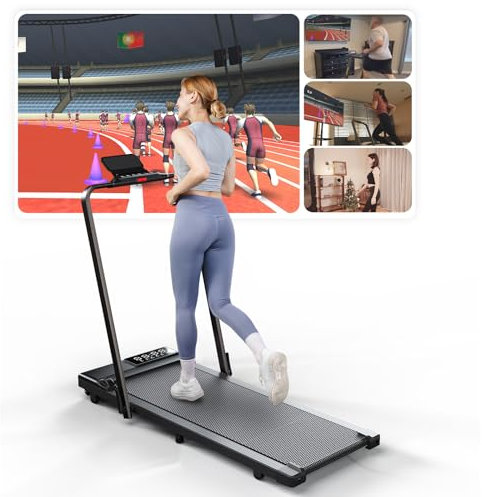 DeerRun Laufband für Zuhause 145KG, Walking Pad Klappbar 110 * 40cm Geeignet für High-Tech-Geräte, Laufband Schreibtisch mit APP-Steuerung, Trainingskursen und Multi-Runner-Rennen
