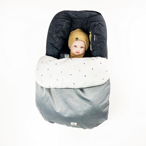 Fußsack Beindecke für jede Babyschale Autositz, leicht warm Frühling, Decke Universal anpassbar elastischer Verschluss verstellbares Gummiband (GRAU)