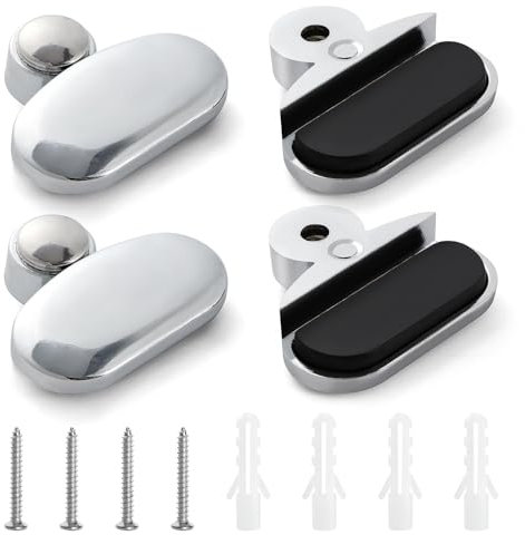 YIXISI 4 Pezzi 3-5 mm Supporto Vetro Clip in Lega di Zinco, Supporto Vetro Clip per Specchi da Bagno, Clip per Specchio da Bagno, con Tasselli e Viti, per Specchio e Vetro Spessi 3-5 mm, Ovale
