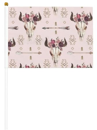 Bandiera in miniatura con teschio di toro tribale palmare forniture per feste per sfilate Coppa del Mondo Festival eventi bandiere