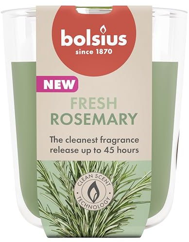 Bolsius - Rosemary - Duftkerze - 4 Stück - Brenndauer von 45 Stunden - 97 x 85 mm -Natürliche Extrakte – Enthält Veganes Wachs – Ohne Palmöl