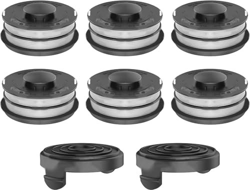 YUETTYY Ersatz-Faden und Abdeckung, Rasentrimmer-Spule + Kappe für Einhell GC-ET 4530 3405685 Rasentrimmer, Autofeed-Rasentrimmer-Spule und Fadenspule (6 Spulen + 2 Kappen)
