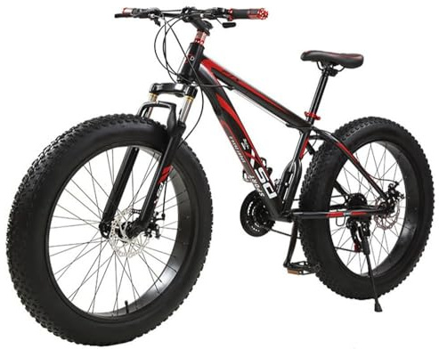 Kcolic 26 Zoll Mountainbike MTB Fatbike Erwachsene, Fat Tire Mountain Trail Bike, 7-Gang Fahrrad, Doppel-Vollfederung, Doppelscheibenbremse B,26 * 17in